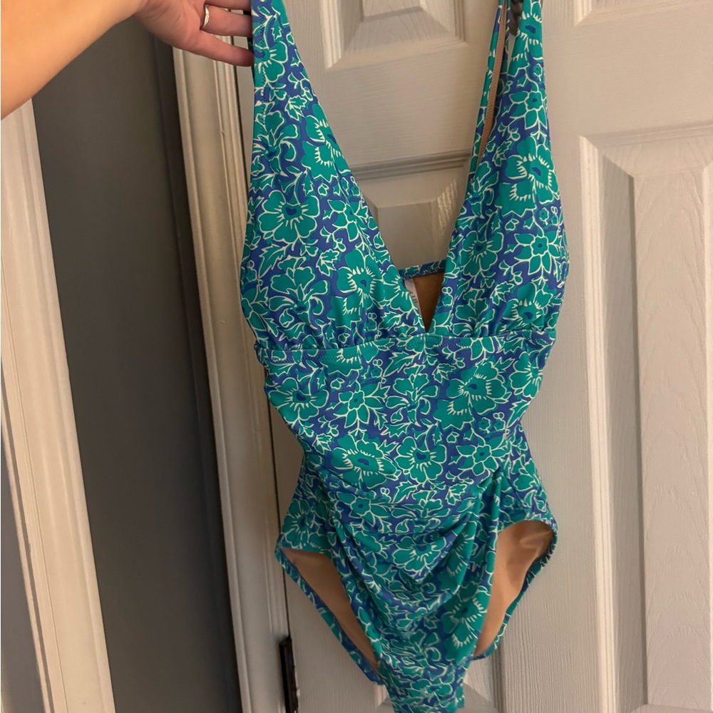 J. Crew Teal Floral One Piece Swimsuit - new without tags